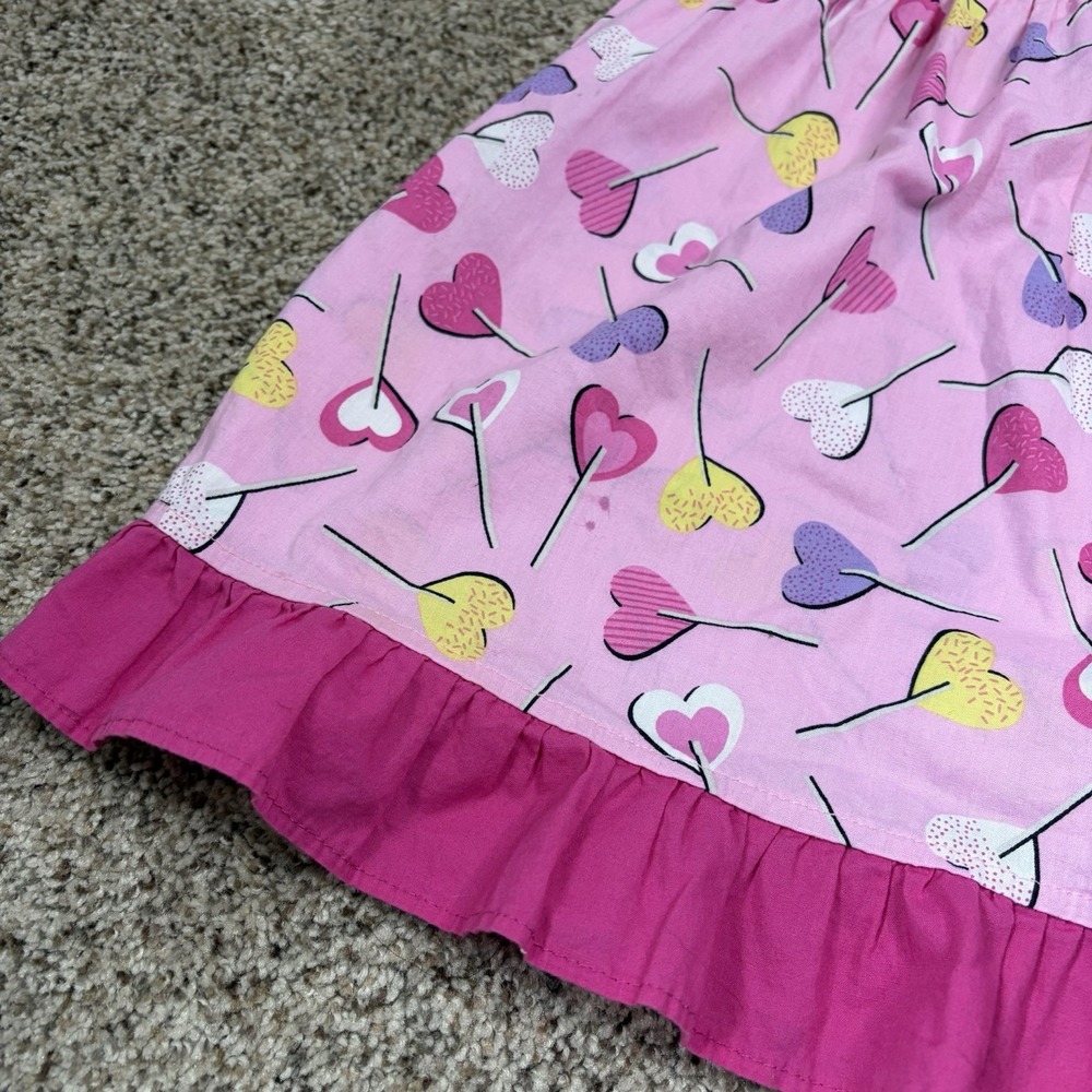 Blueberi Boulevard Girls Pink Candy Heart Ruffle 4T Party Dress Valentine Cotton - Picture 3 of 7